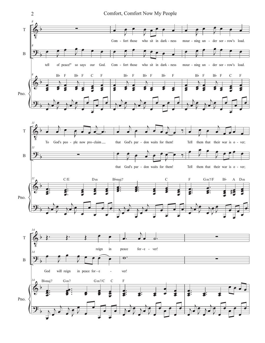 Comfort, Comfort Now My People (Duet for Tenor and Bass solo) Alto Voice scores gallery preview page 3