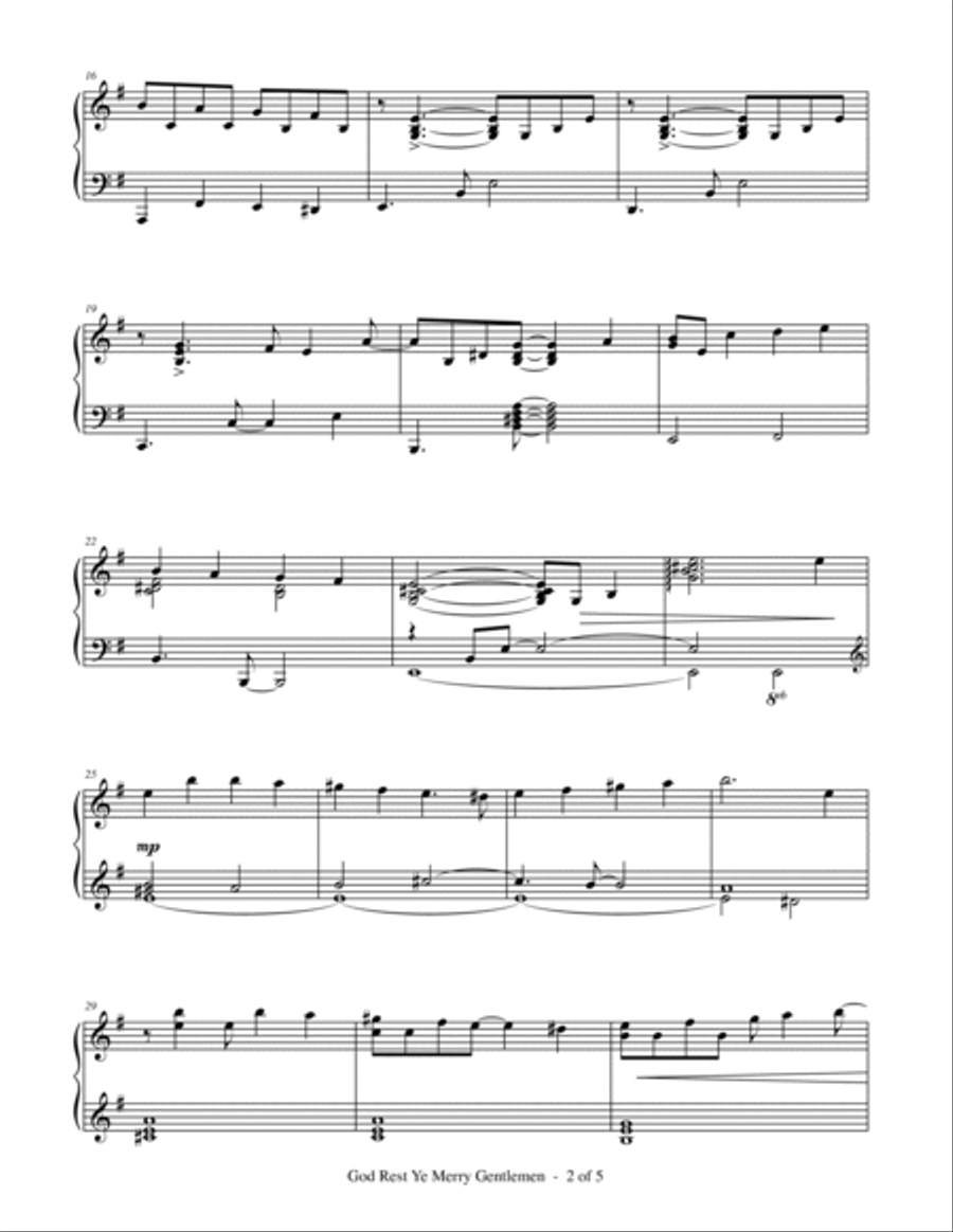 God Rest Ye Merry Gentlemen Piano Solo scores gallery preview page 2