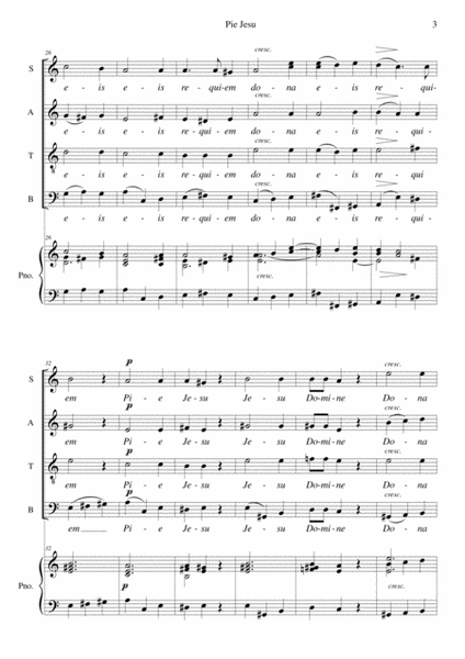 Gounod Pie Jesu arranged for SATB choir and piano (or organ)