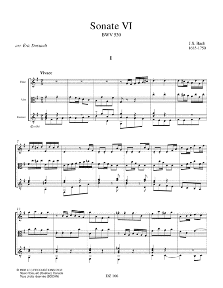 Six sonates en trio, vol. VI, BWV 530