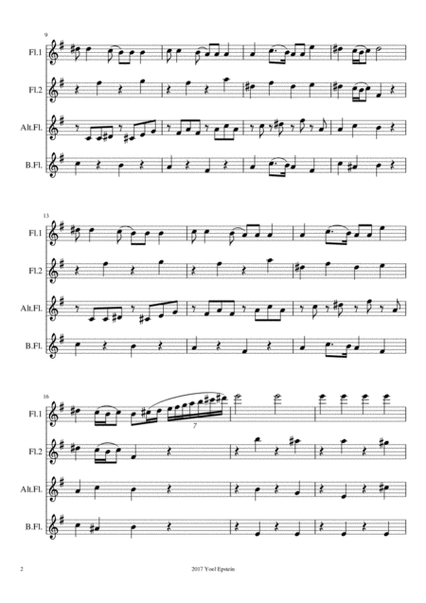 Hava Nagila - Jewish folk song for flute quartet or flute choir image number null