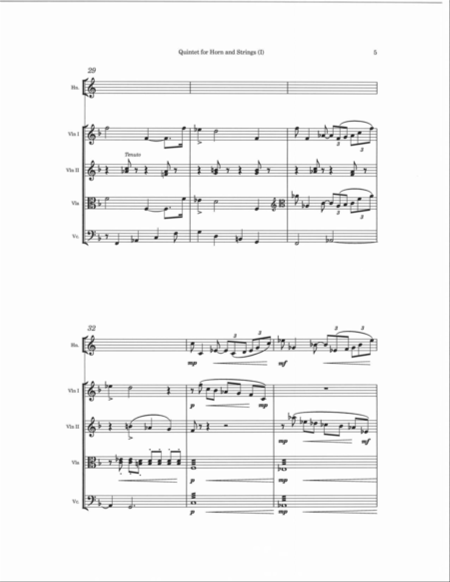 Quintet for Horn and Strings Chamber Orchestra scores gallery preview page 5