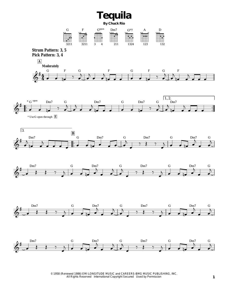 Tequila Tequila Acoustic Guitar scores gallery preview page 1