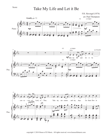 Take My Life and Let it Be - SATB image number null