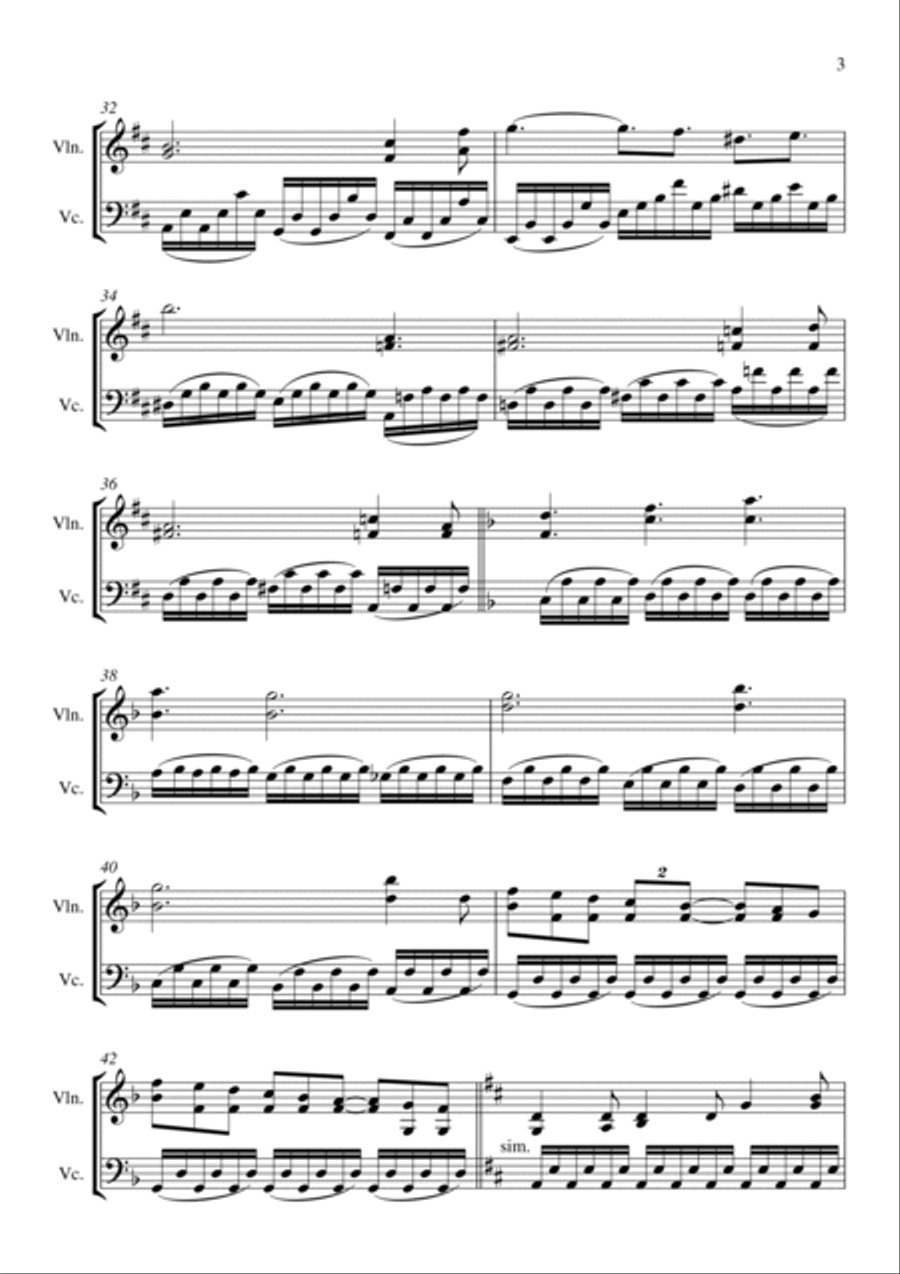 Clair de Lune by Claude Debussy arranged for Violin & Cello Duet by the Chapel Hill Duo String Duet scores gallery preview page 4