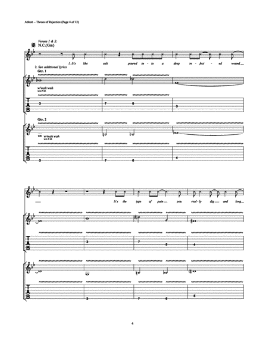 Throes of Rejection Electric Guitar scores gallery preview page 4
