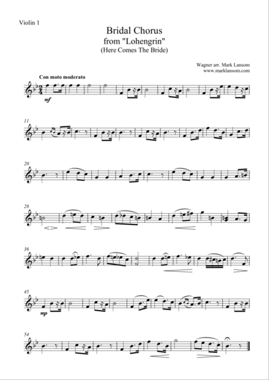 Bridal Chorus (Here Comes The Bride) String Quartet scores gallery preview page 3