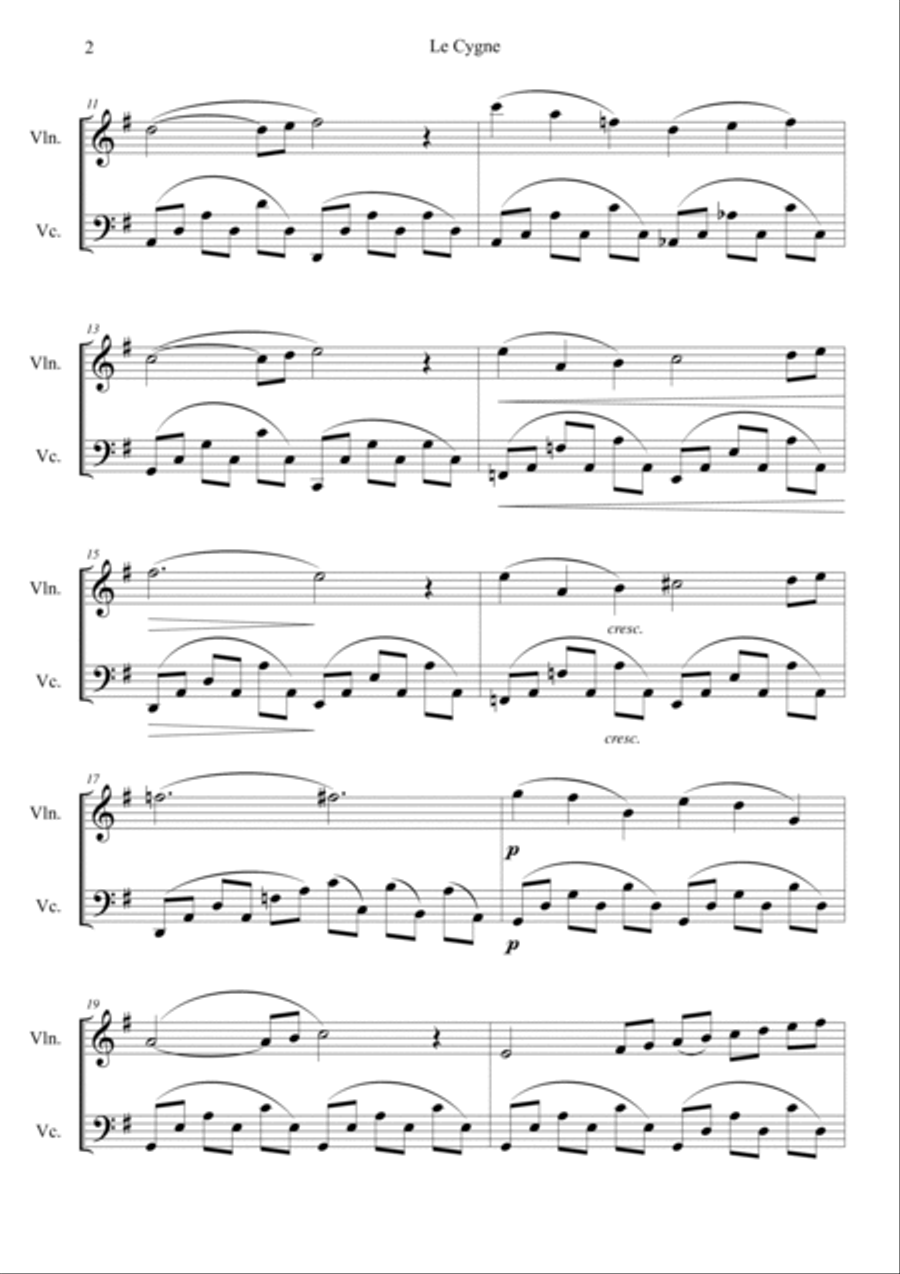 Le Cygne (Le Carnaval des Animaux) String Duet scores gallery preview page 2