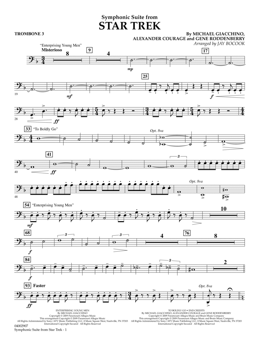 Symphonic Suite from Star Trek - Trombone 3 Trombone scores gallery preview page 1