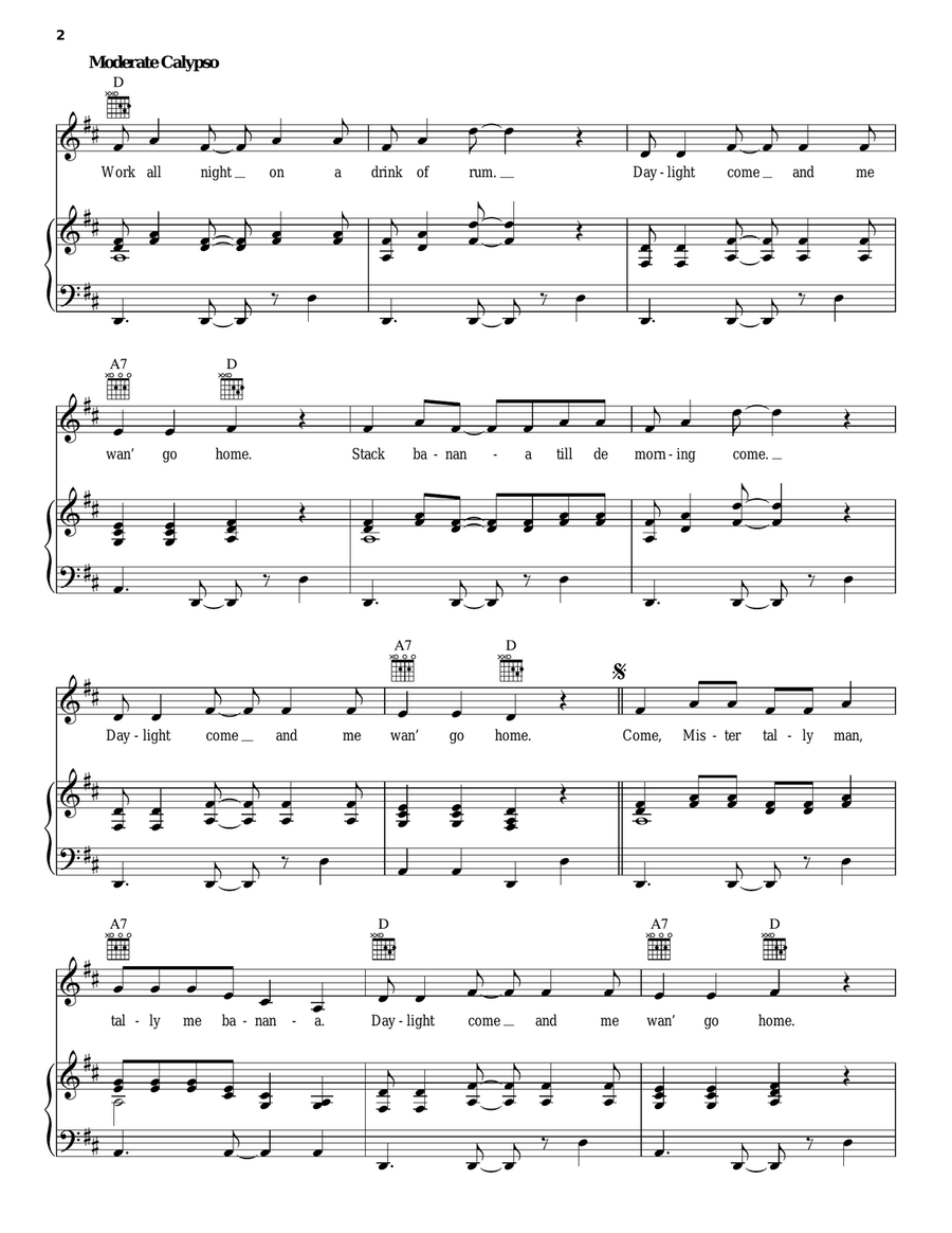 Day-O (The Banana Boat Song) Acoustic Guitar scores gallery preview page 2