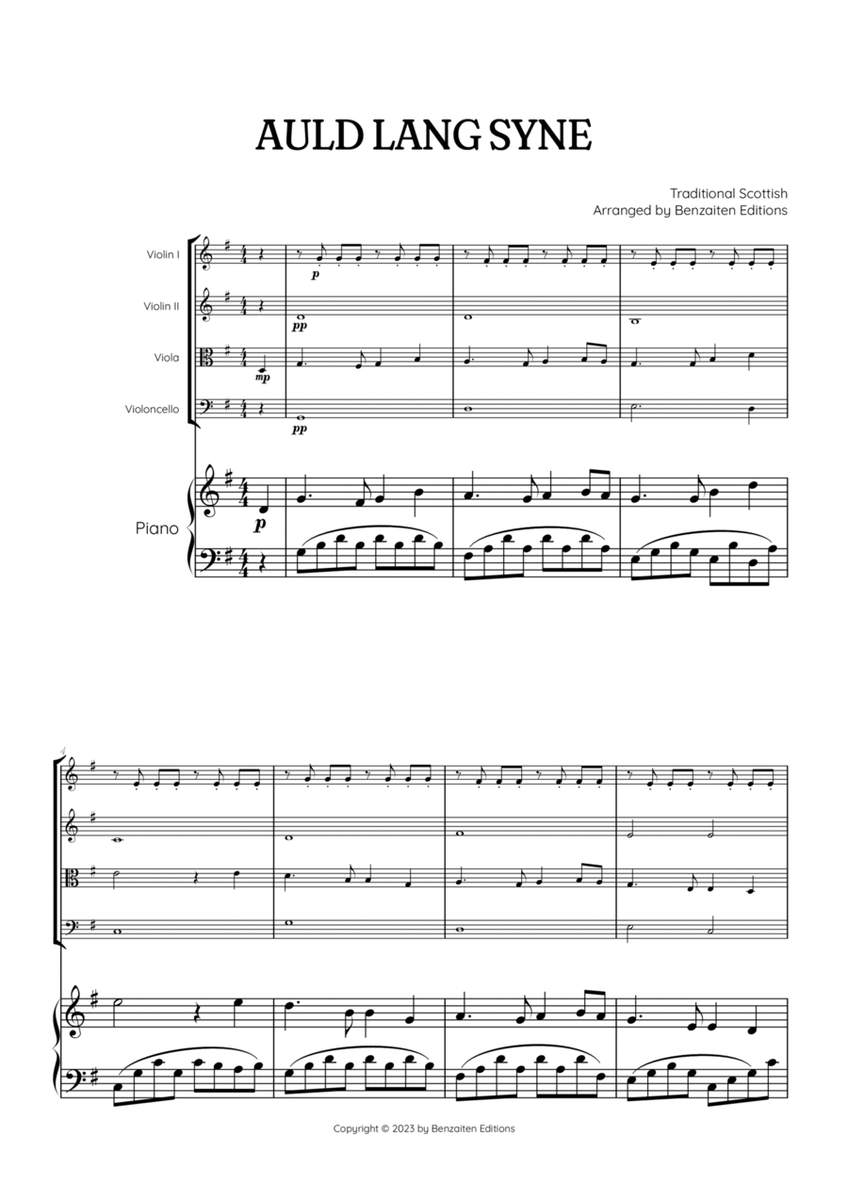 Auld Lang Syne • New Year's Anthem | String Quartet & Piano Accompaniment sheet music image number null