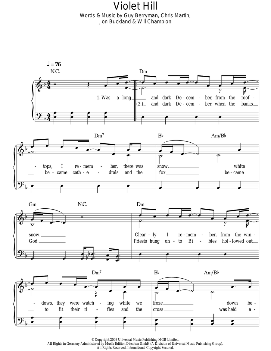 Violet Hill Violet Hill Voice scores gallery preview page 1