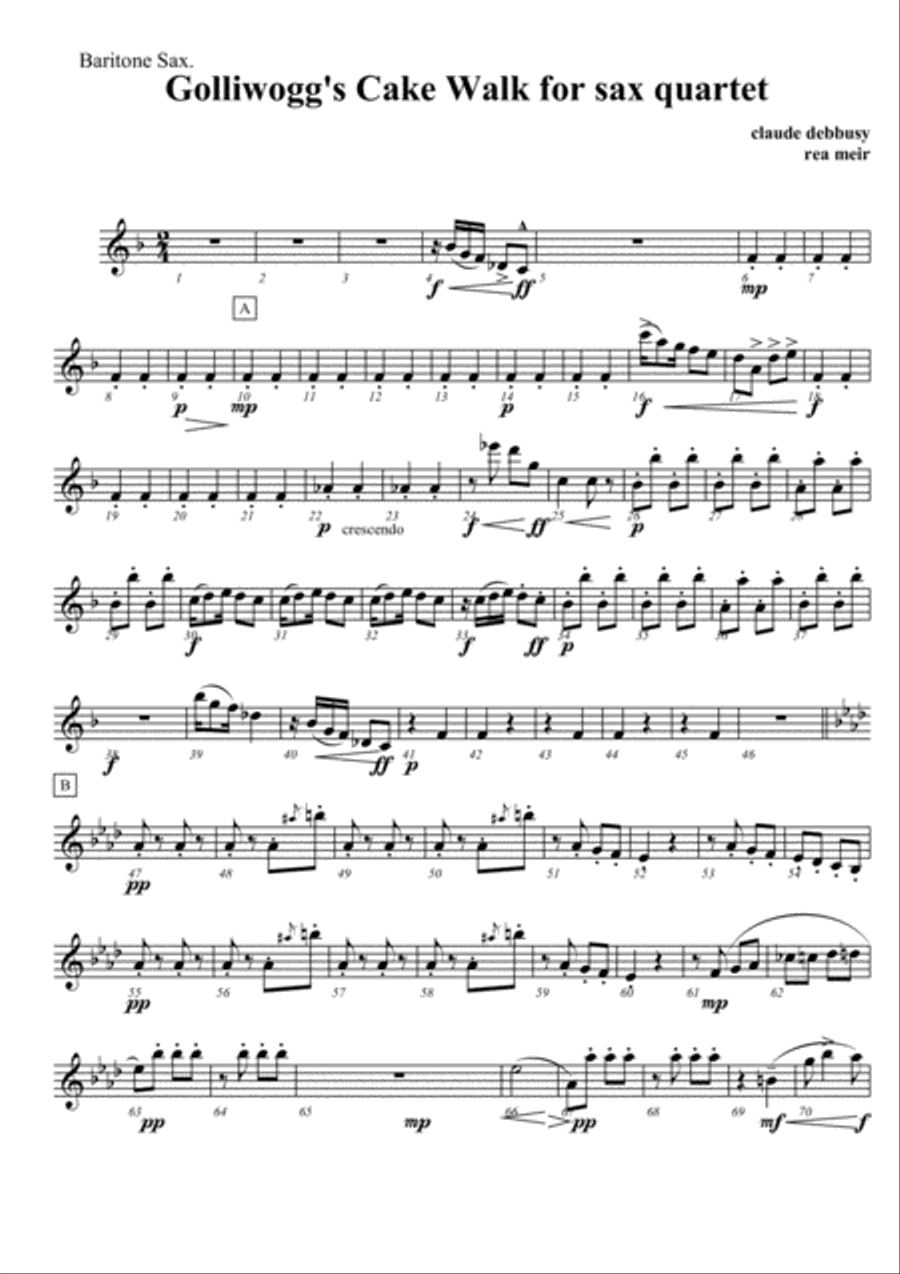 Golliwogg's Cakewalk - for Saxophone Quartet SATB Saxophone Quartet scores gallery preview page 3