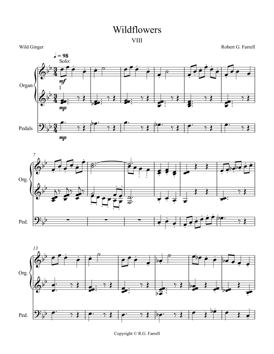 Wildflowers #8 Organ Solo scores gallery preview page 1