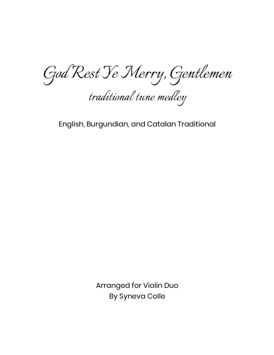 God Rest Ye Merry Gentlemen Medley God Rest Ye Merry Gentlemen Medley String Duet scores gallery preview page 1