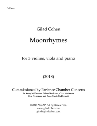 Book cover for Moonrhymes (for 3 violins, viola and piano)