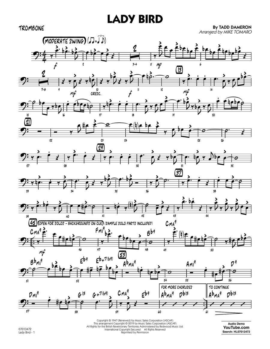 Lady Bird (arr. Mike Tomaro) - Trombone