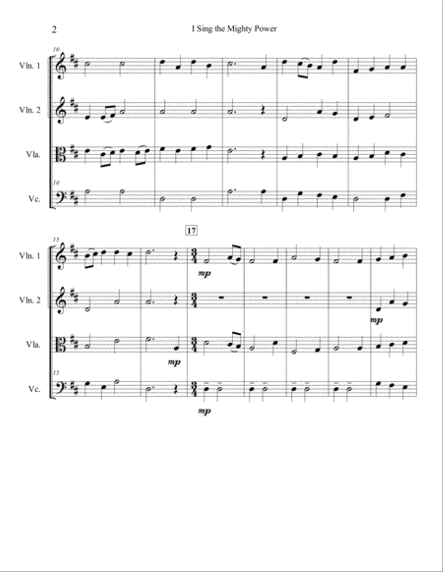 I Sing the Mighty Power of God (String Quartet) String Quartet scores gallery preview page 5