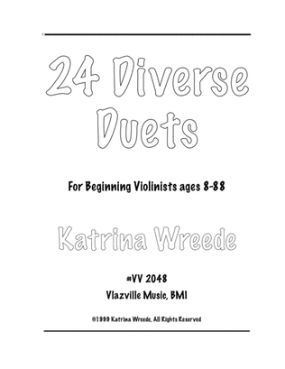Book cover for 24 Diverse Duets for Beginning Violinists ages 8 to 88