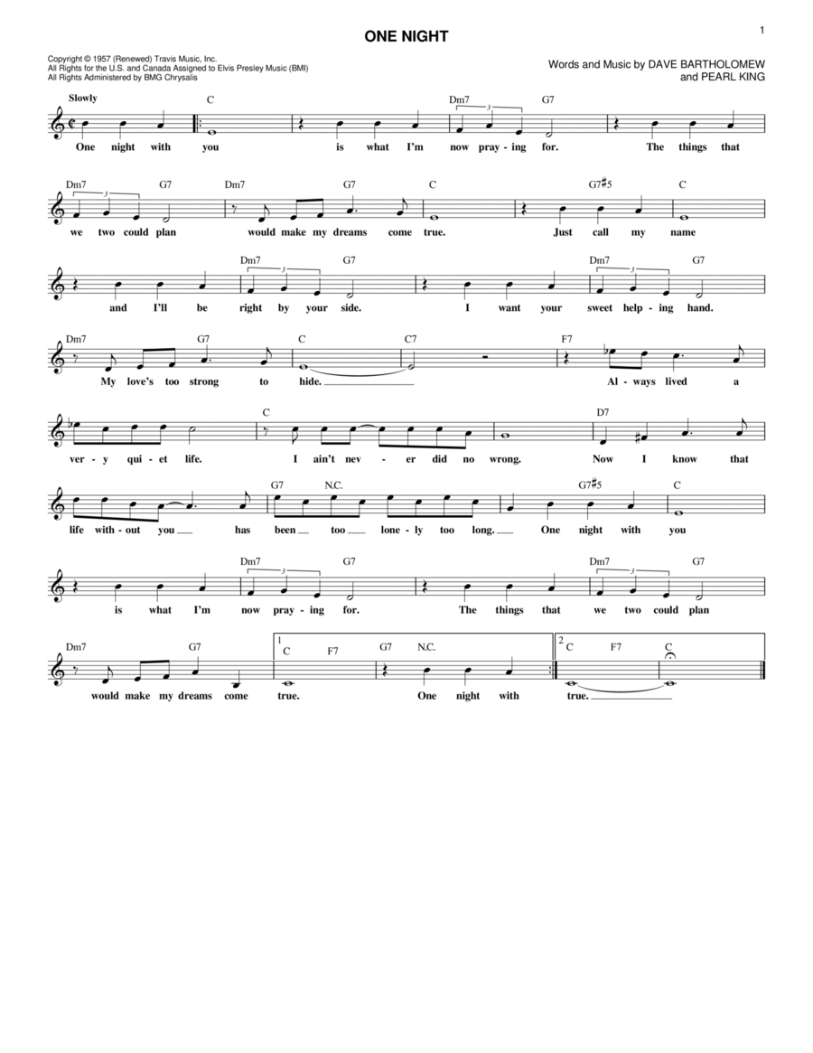 One Night Piano scores gallery preview page 1