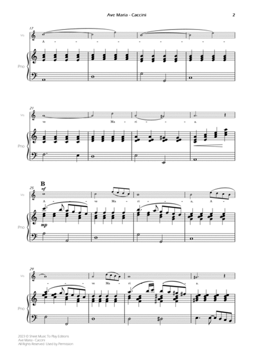 Caccini - Ave Maria - Voice and Piano - A Minor (Full Score and Parts) image number null