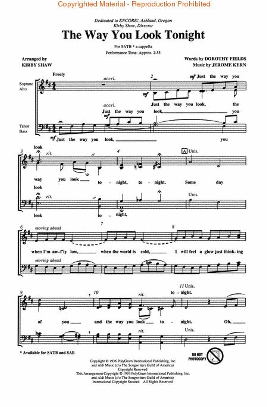 The Way You Look Tonight 4-Part scores gallery preview page 2