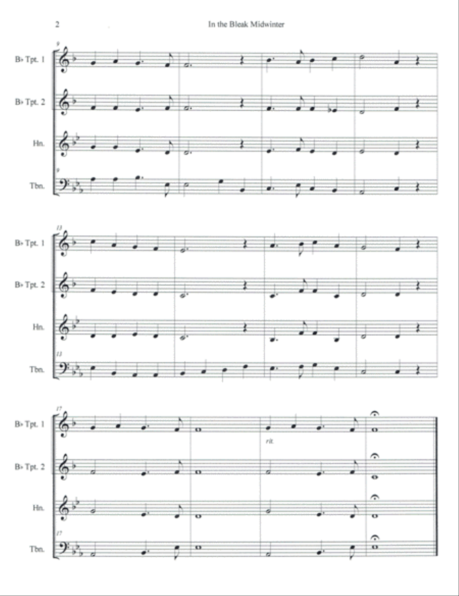 In the Bleak Midwinter for Brass Quartet Brass Quartet scores gallery preview page 2