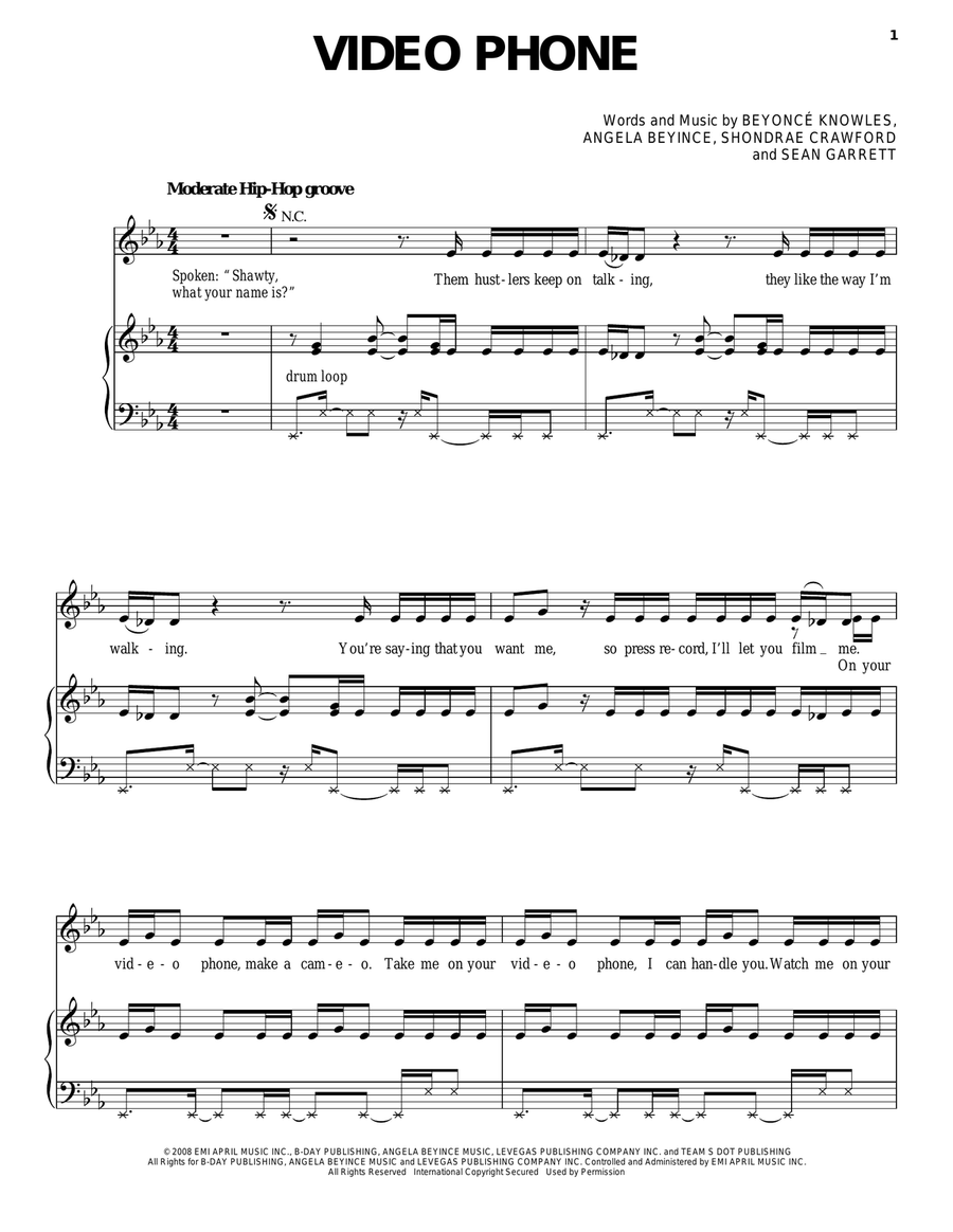 Video Phone Piano, Vocal, Guitar scores gallery preview page 1