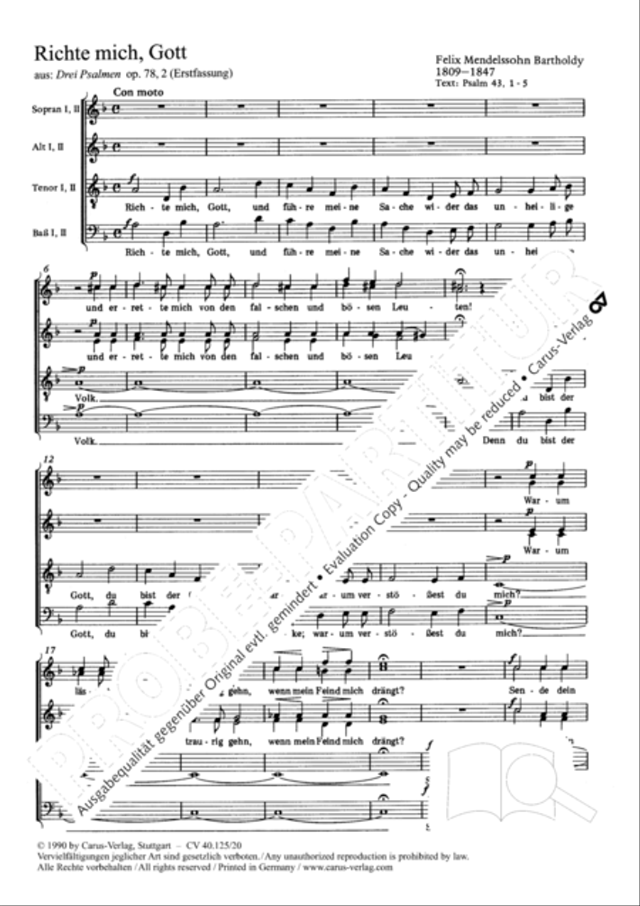 Judge me, o God - Psalm 43 (Richte mich Gott - Psalm 43) SSAATTBB scores gallery preview page 2