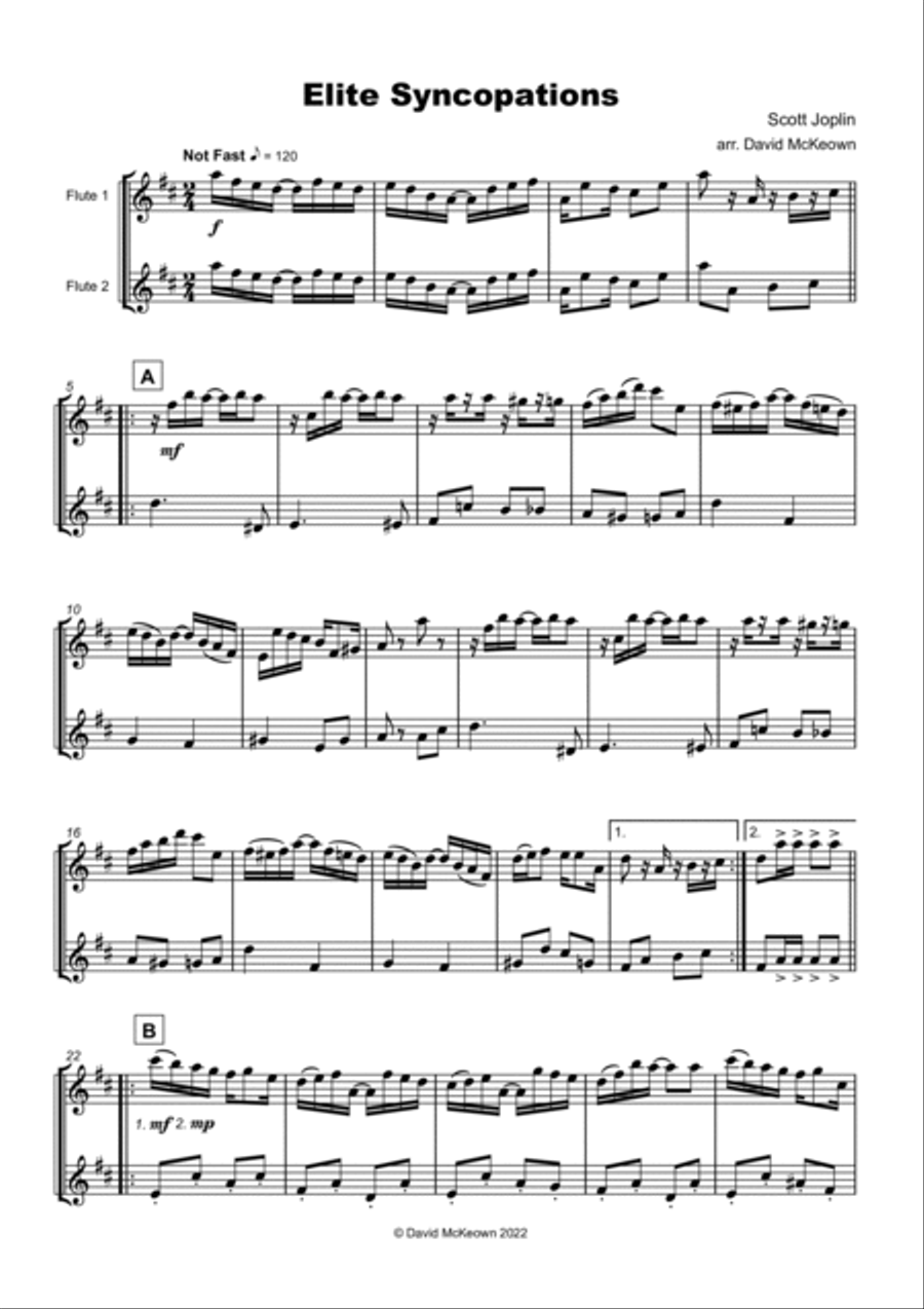 The Elite Syncopations for Flute Duet Flute Duet scores gallery preview page 2