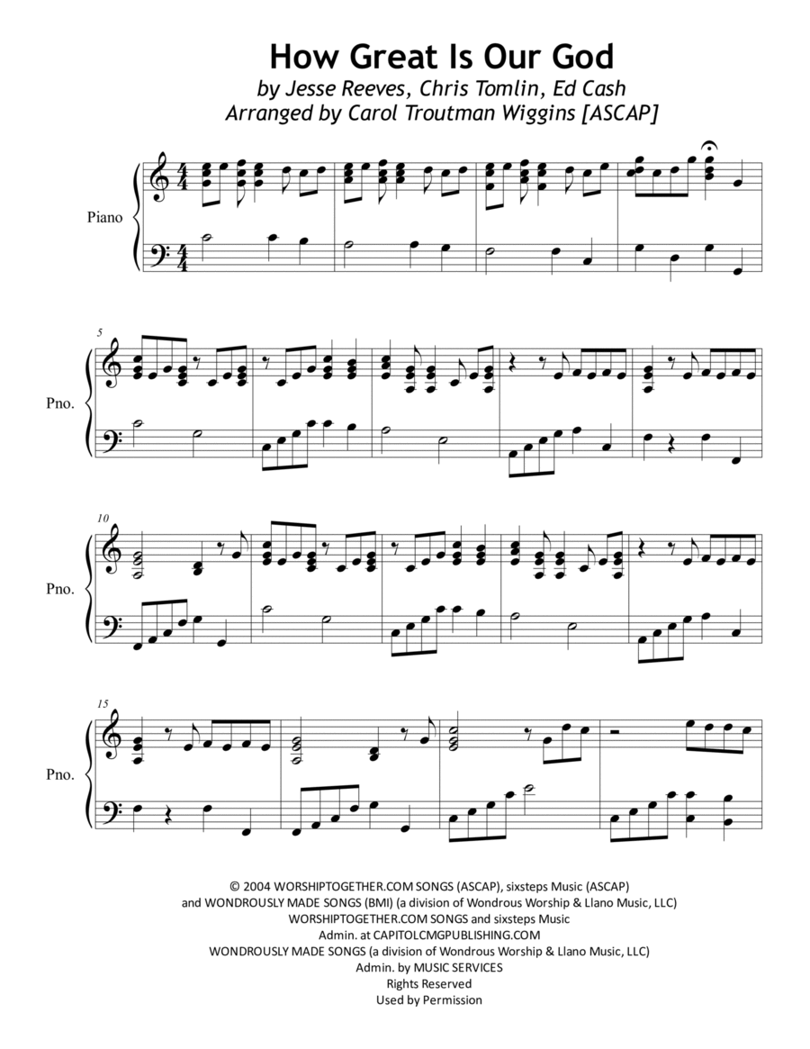 How Great Is Our God Piano Solo scores gallery preview page 1