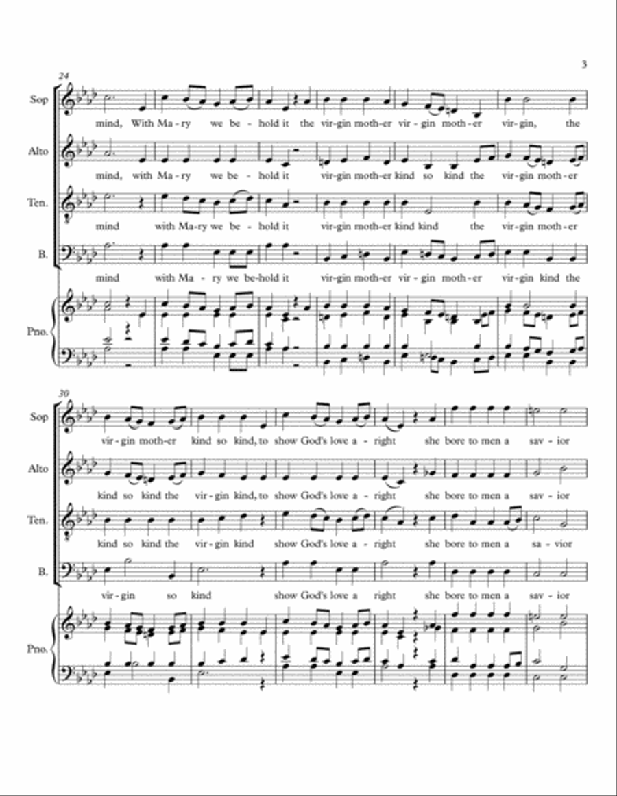 Lo How a Rose (SATB), op. 46, #4 4-Part scores gallery preview page 3