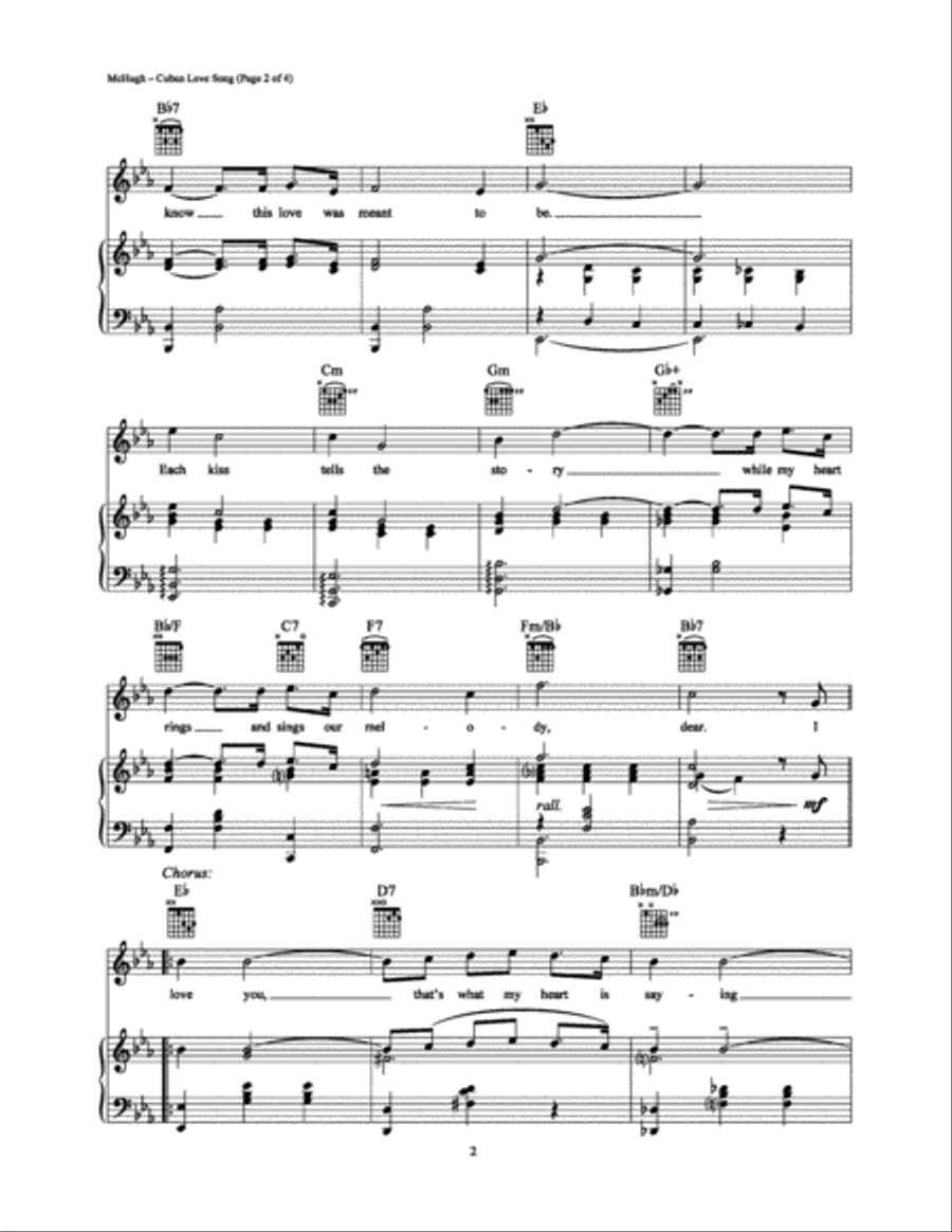 Cuban Love Song Cuban Love Song Piano, Vocal, Guitar scores gallery preview page 2