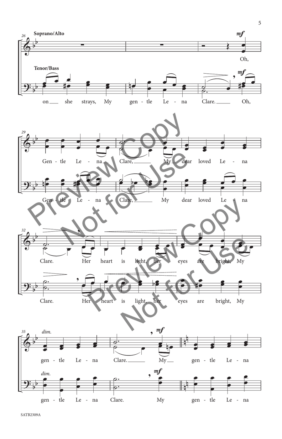 Gentle Lena Clare SATB Gentle Lena Clare SATB 4-Part scores gallery preview page 6