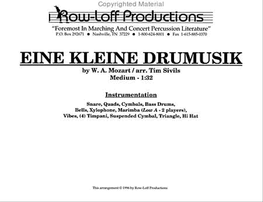 Eine Kleine Drumusik Eine Kleine Drumusik Percussion Ensemble scores gallery preview page 2