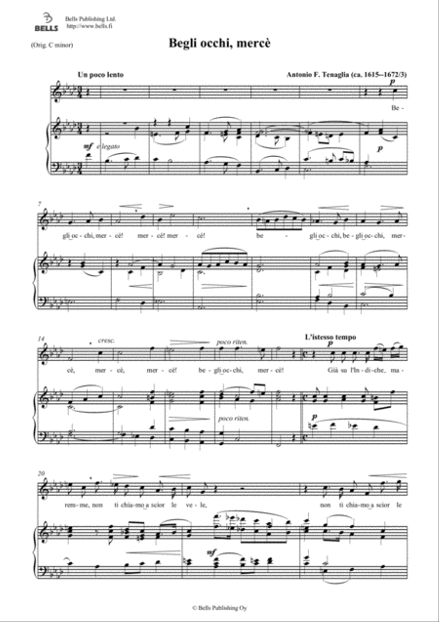 Begli occhi, merce (F minor) Voice Solo scores gallery preview page 1