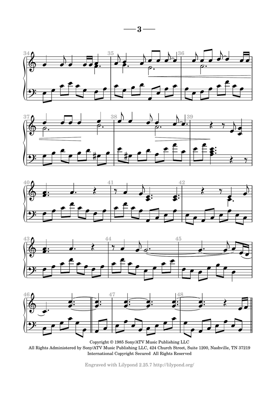 Hallelujah Piano Solo scores gallery preview page 3