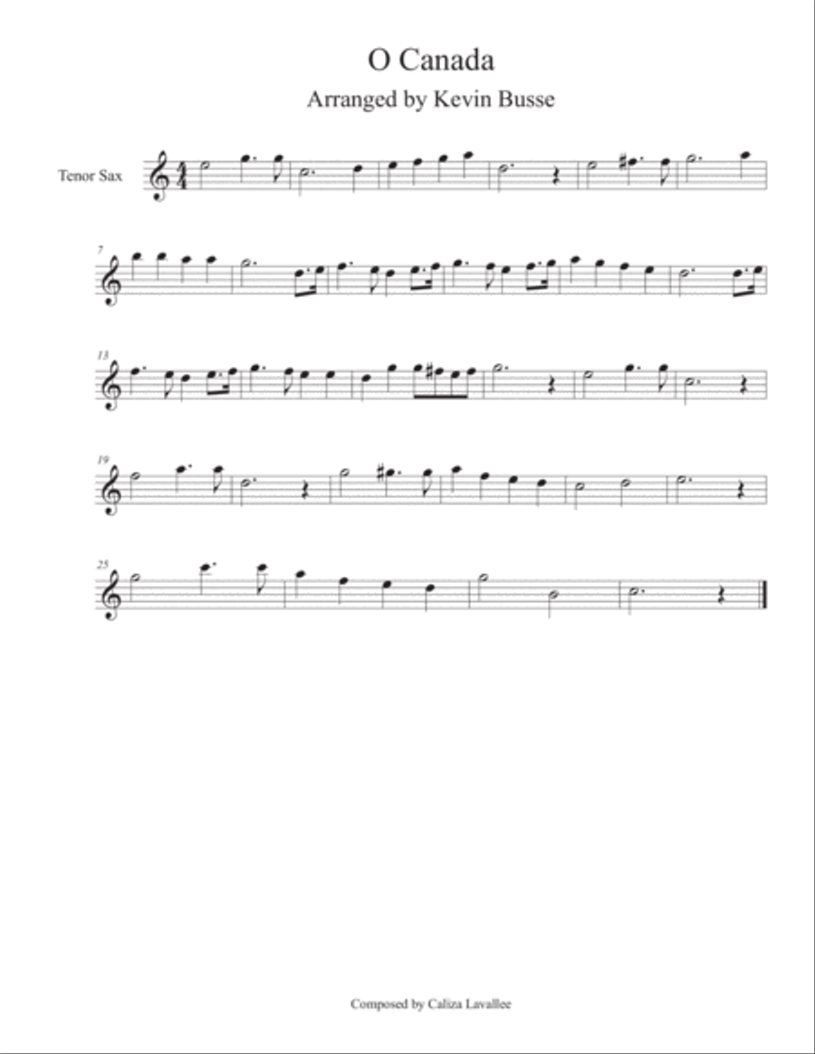 O Canada - Tenor Sax Tenor Saxophone scores gallery preview page 1