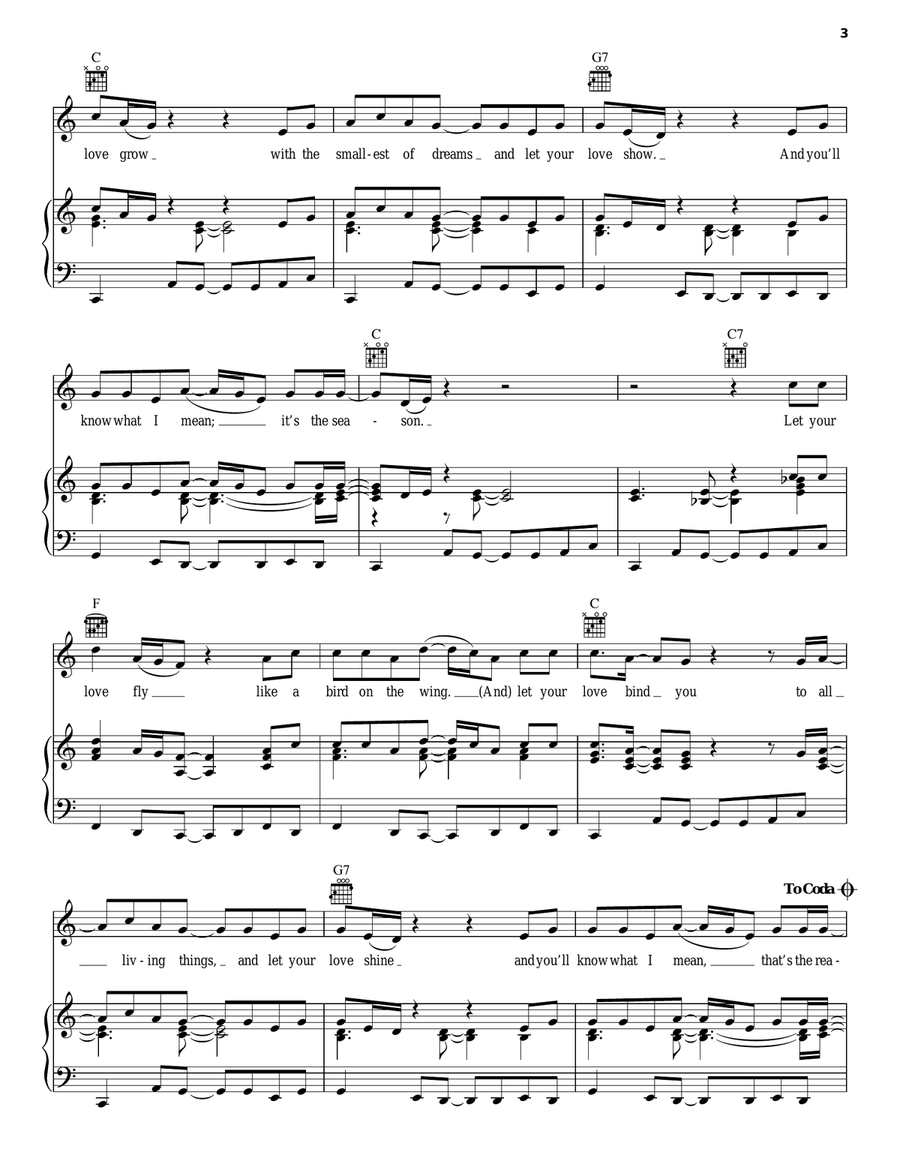 Let Your Love Flow Piano, Vocal, Guitar scores gallery preview page 3