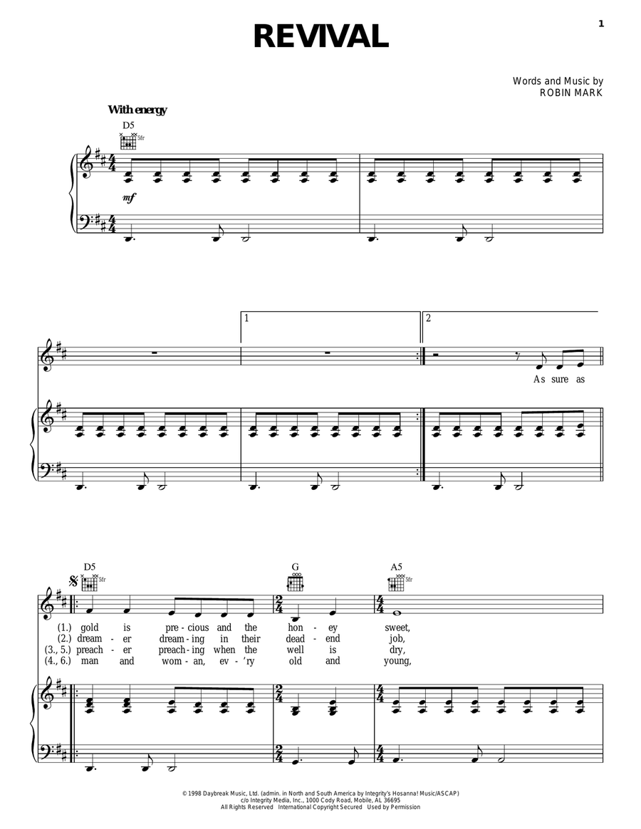 Revival Revival Piano, Vocal, Guitar scores gallery preview page 1