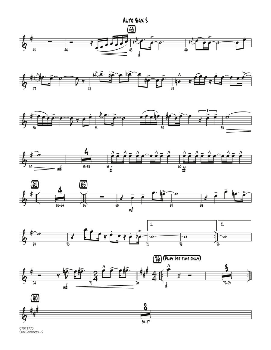 Sun Goddess - Alto Sax 2 Jazz Ensemble scores gallery preview page 2
