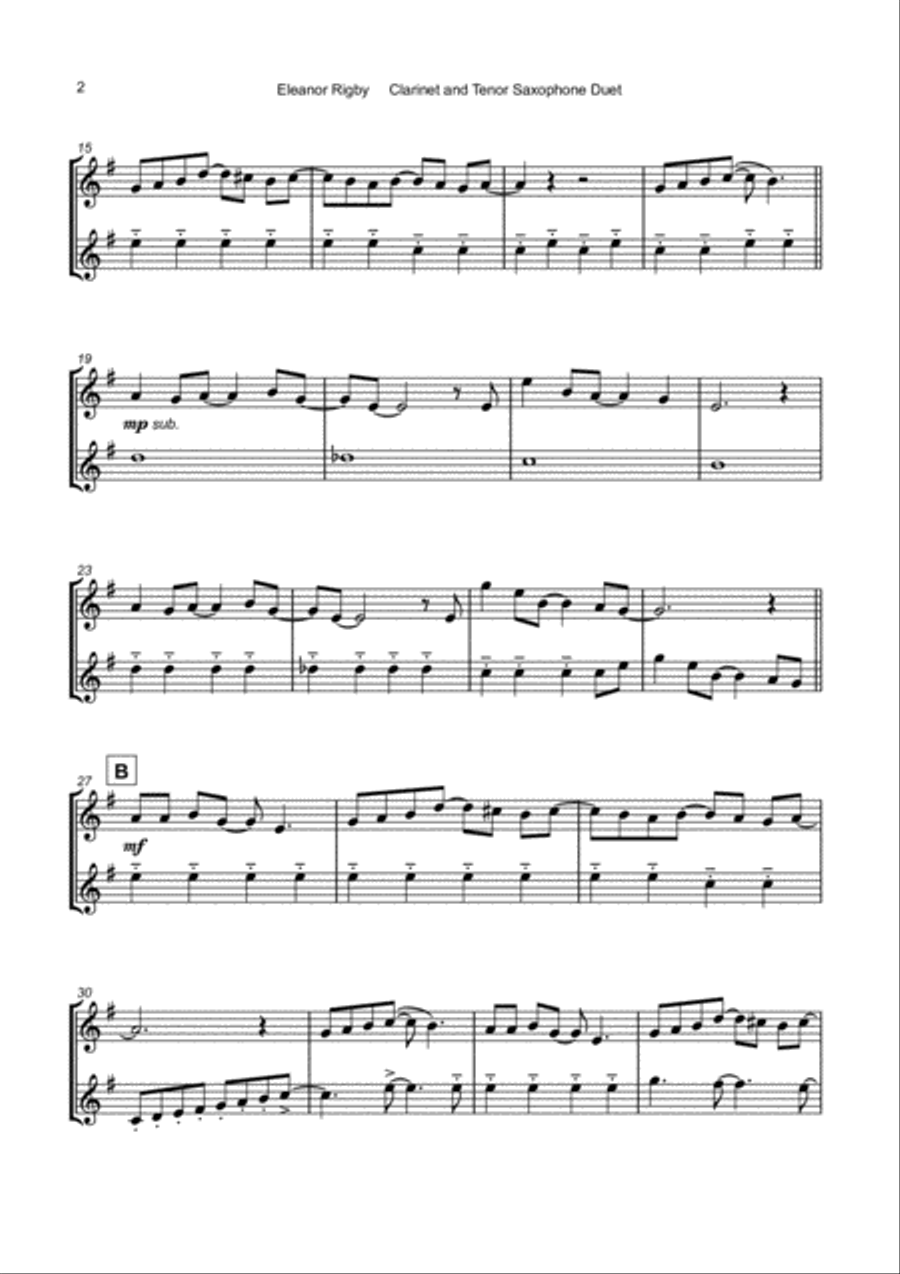 Eleanor Rigby Woodwind Duet scores gallery preview page 3