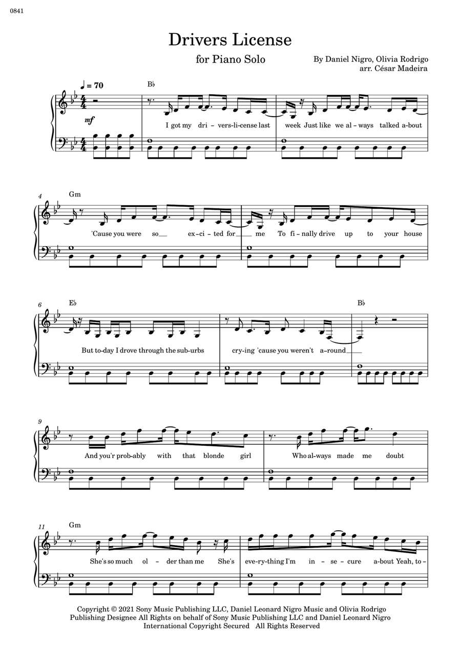 Drivers License Drivers License Piano, Vocal scores gallery preview page 2