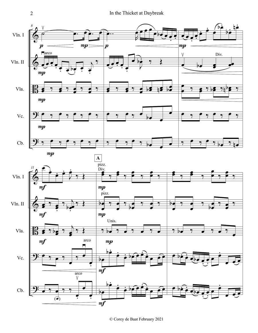 In the Thicket at Daybreak String Orchestra scores gallery preview page 4