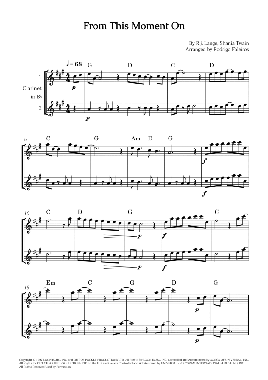 From This Moment On Clarinet Duet scores gallery preview page 1