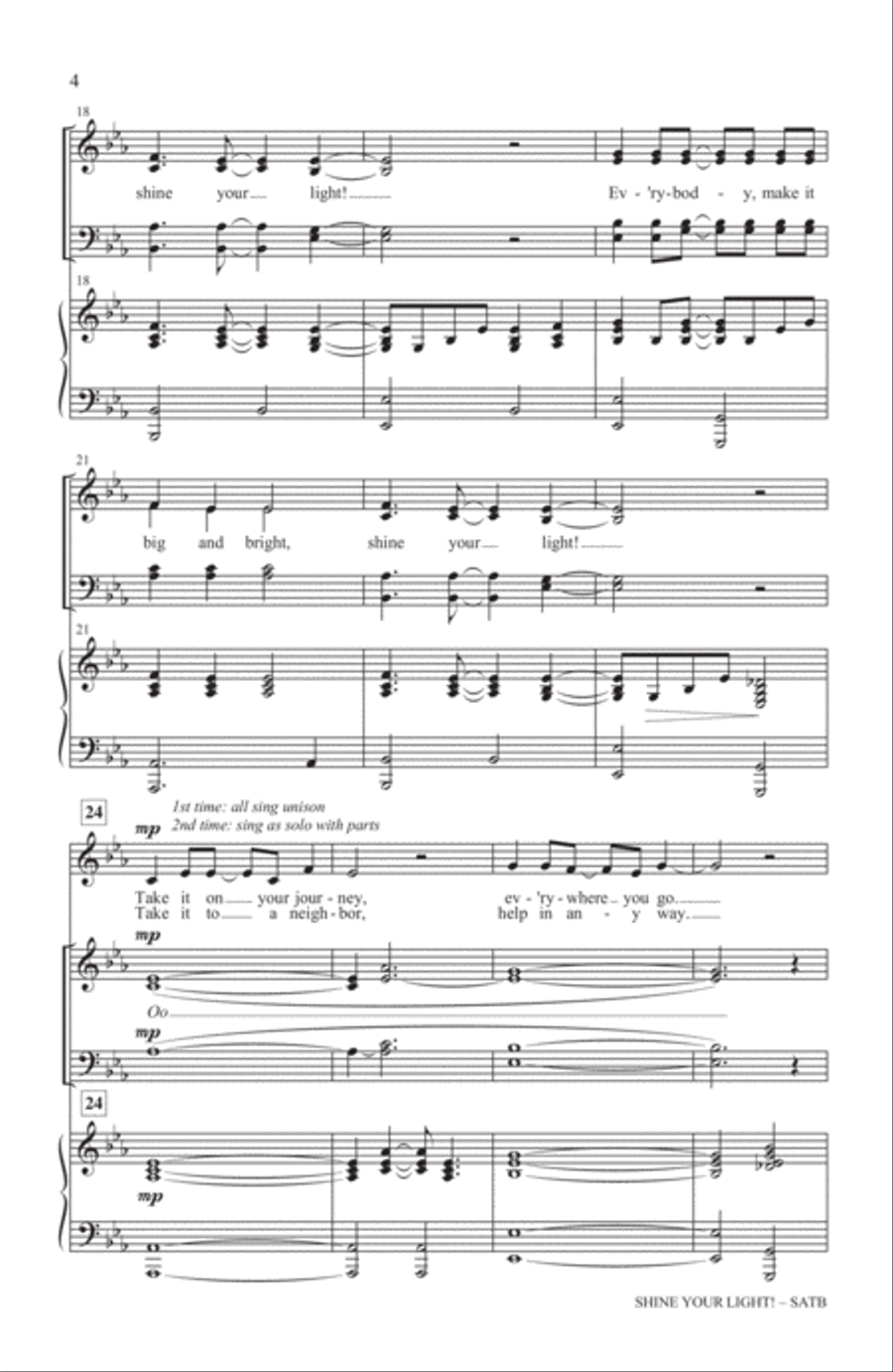 Shine Your Light! Shine Your Light! 4-Part scores gallery preview page 3
