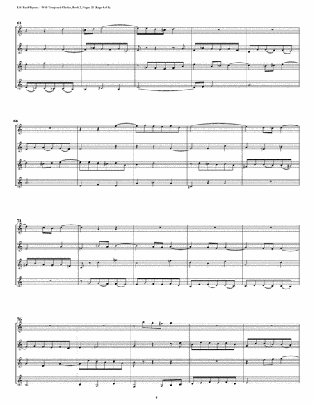 Fugue 21 from Well-Tempered Clavier, Book 2 (Clarinet Quartet) image number null