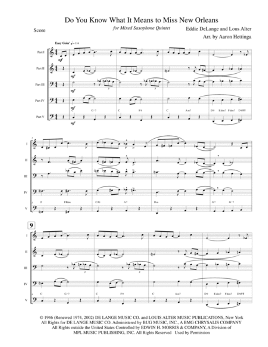 Do You Know What It Means To Miss New Orleans Saxophone Quintet scores gallery preview page 3