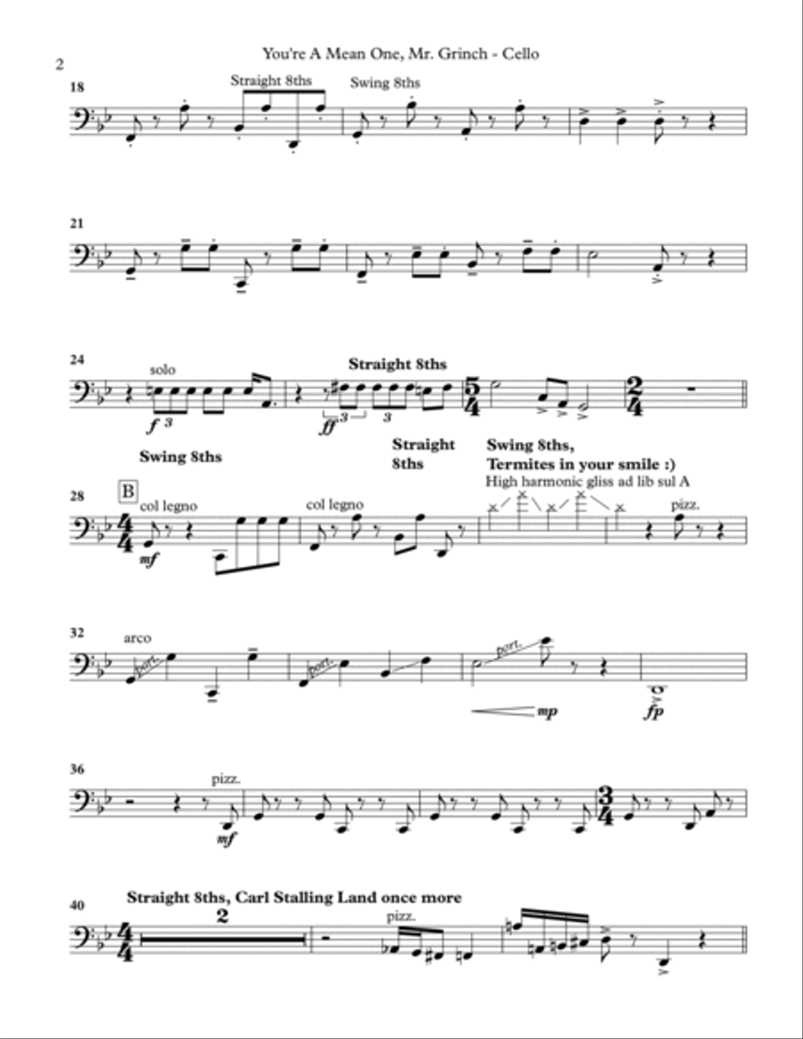 You're A Mean One, Mr. Grinch String Quartet scores gallery preview page 2