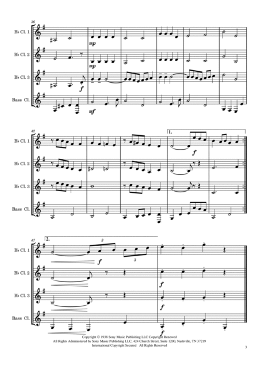 Heart And Soul Clarinet Quartet scores gallery preview page 3